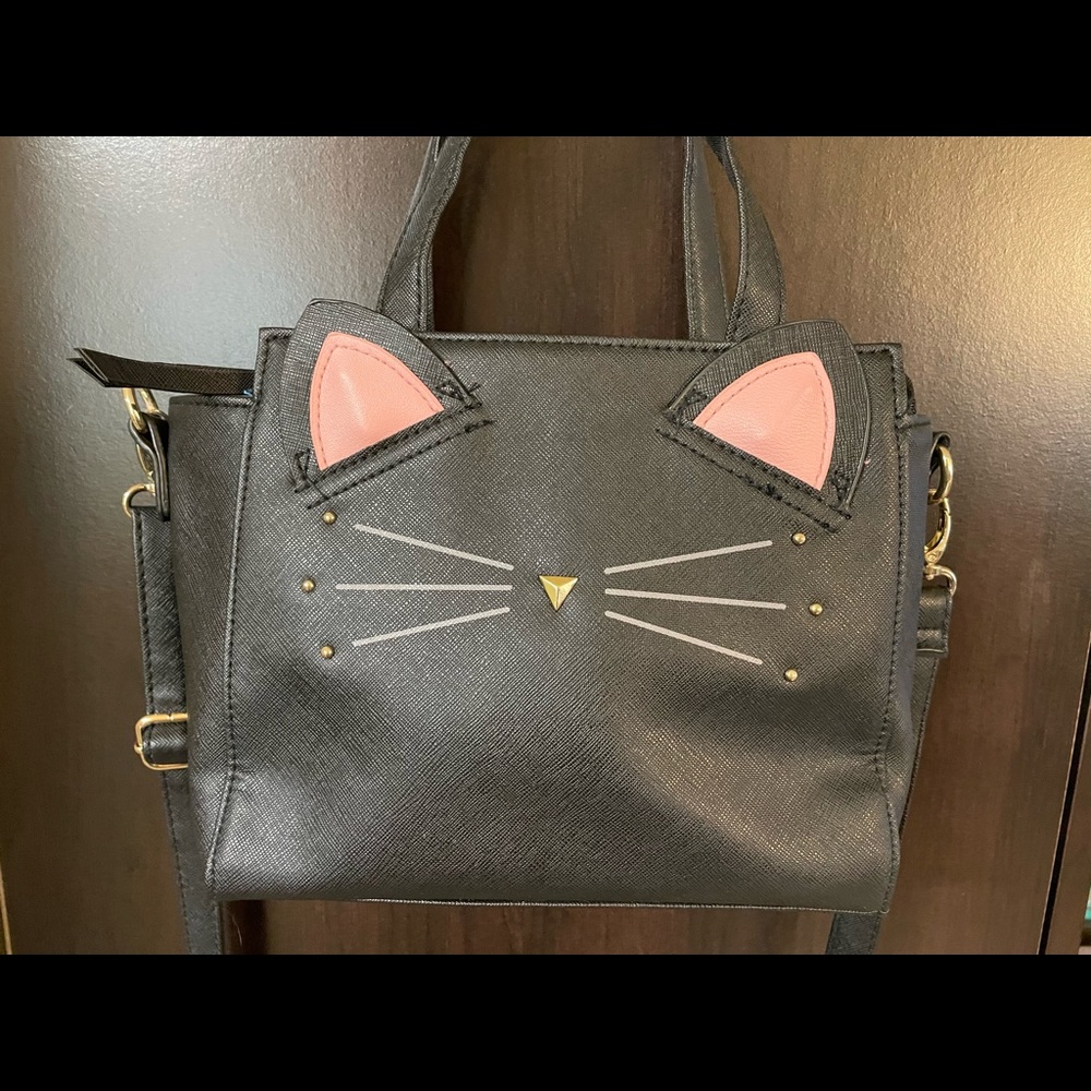 Black cat crossbody bag